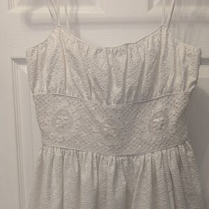 Donna Morgan White Eyelet Spaghetti Strap Dress